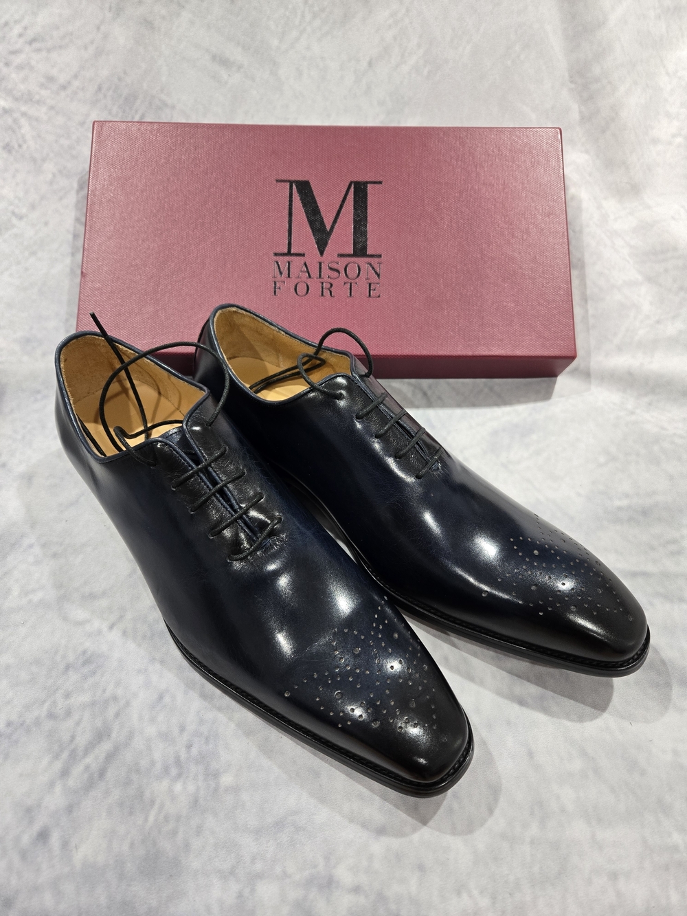 Maison Forte navy blue wholecut oxford dress shoes
